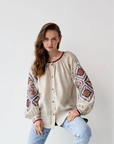 UKR. Embroidered Blouse Gorgani Beige