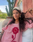 Abelone Top - Red Flower