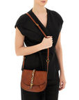 LINDA. Crossbody Leather bag. Cognac X1253 C1502