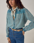 Maria Shirt - Mediterranean Stripes Blue Ink