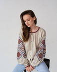 UKR. Embroidered Blouse Gorgani Beige