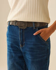 Straight Fit .Jeans With Side Pockets in Mid Blue