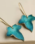 Peacock Ivy Leaf Earrings