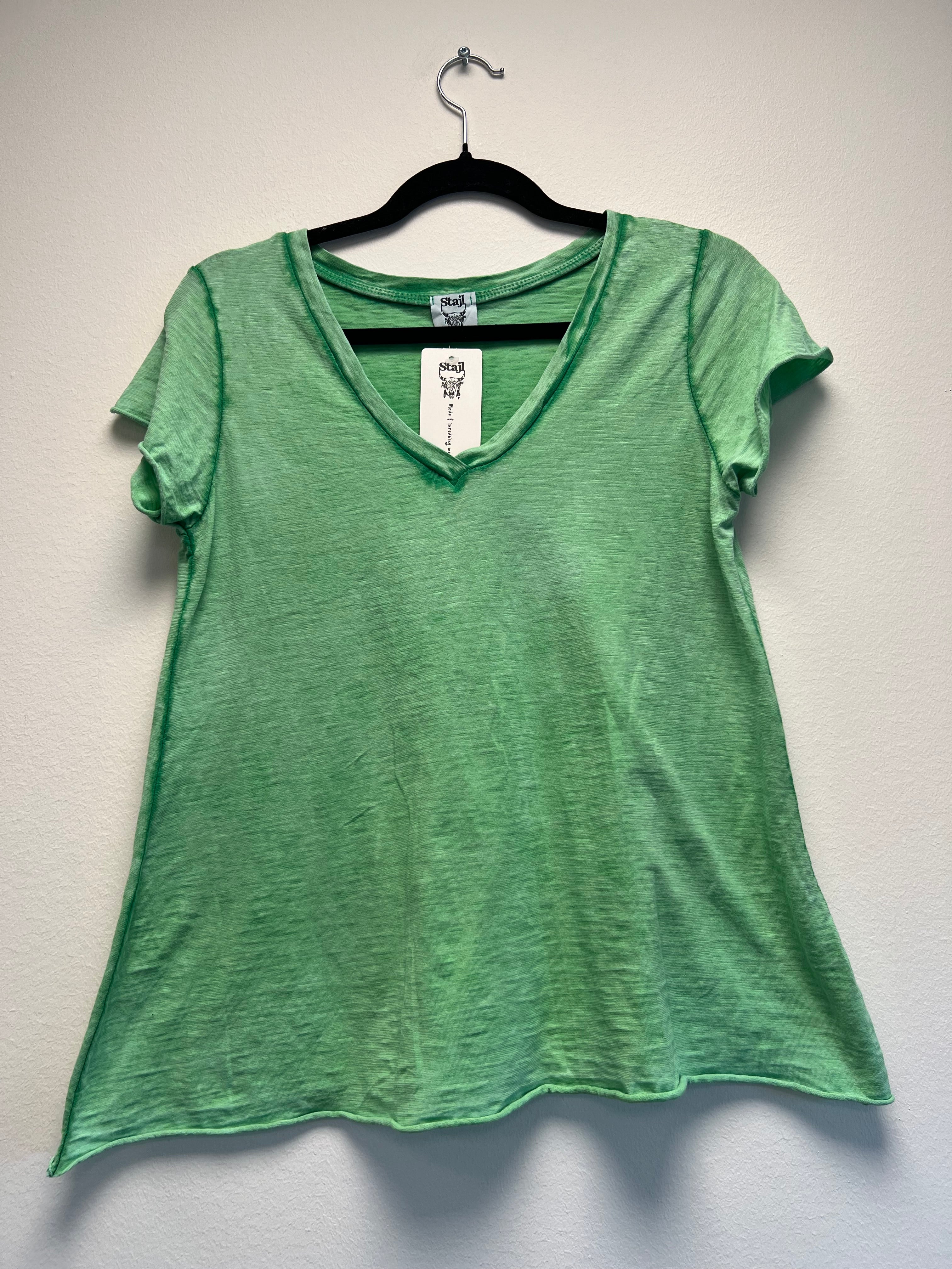 V-Neck T-skjorte - Grønn, One-size