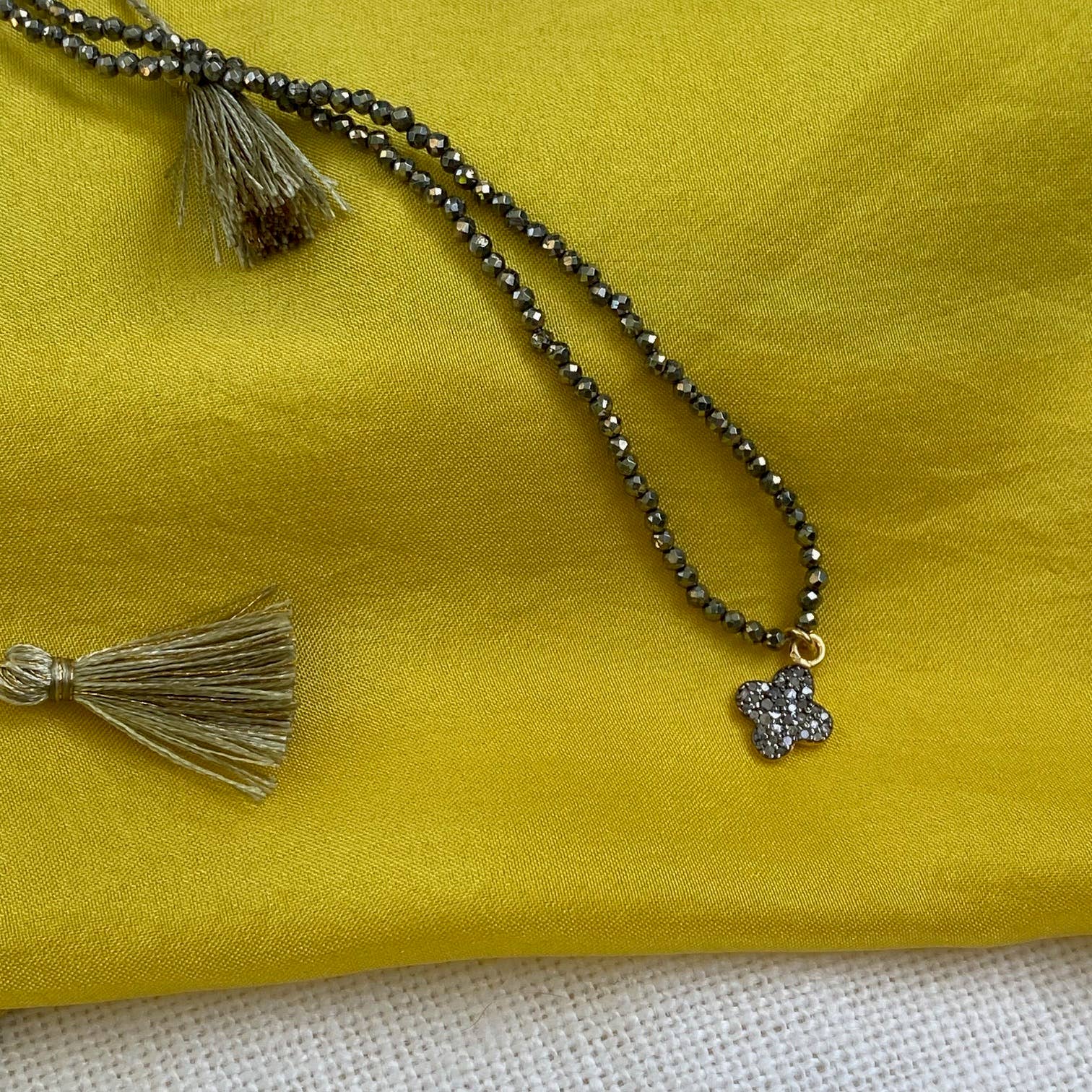 Black diamond and Pyrite necklace - Mulan Pyrite
