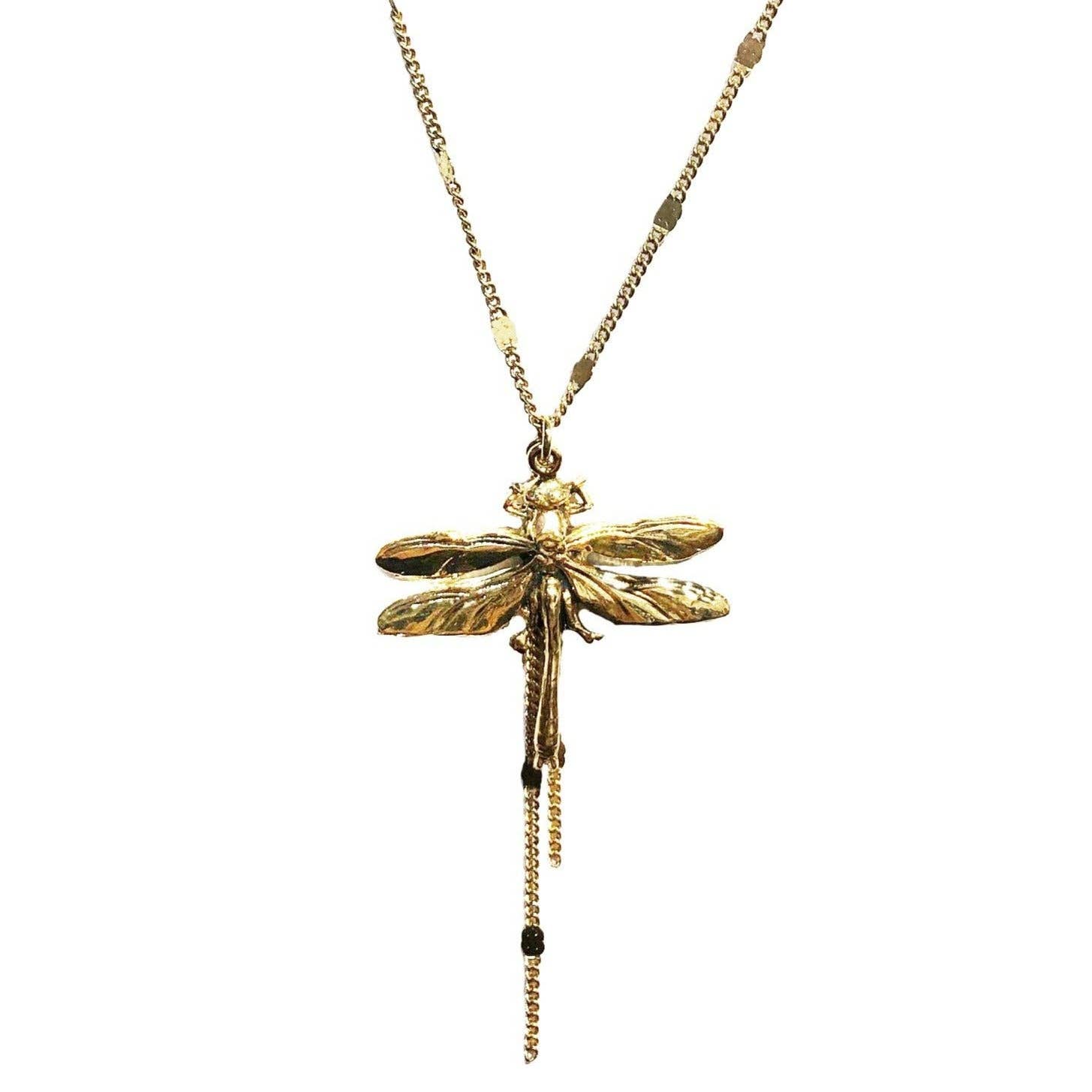 Little Golden Dragonfly Necklace
