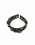 Bracelet. Leather+ stud+ red triangular rhinestones. Color: Grey. X2867 C0501.