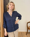 THING-dk. Linen Shirt. (7240).Color: Navy