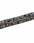 Bracelet. Leather+ stud+ flowers rhinestones.Color: Grey. X2876 C0501