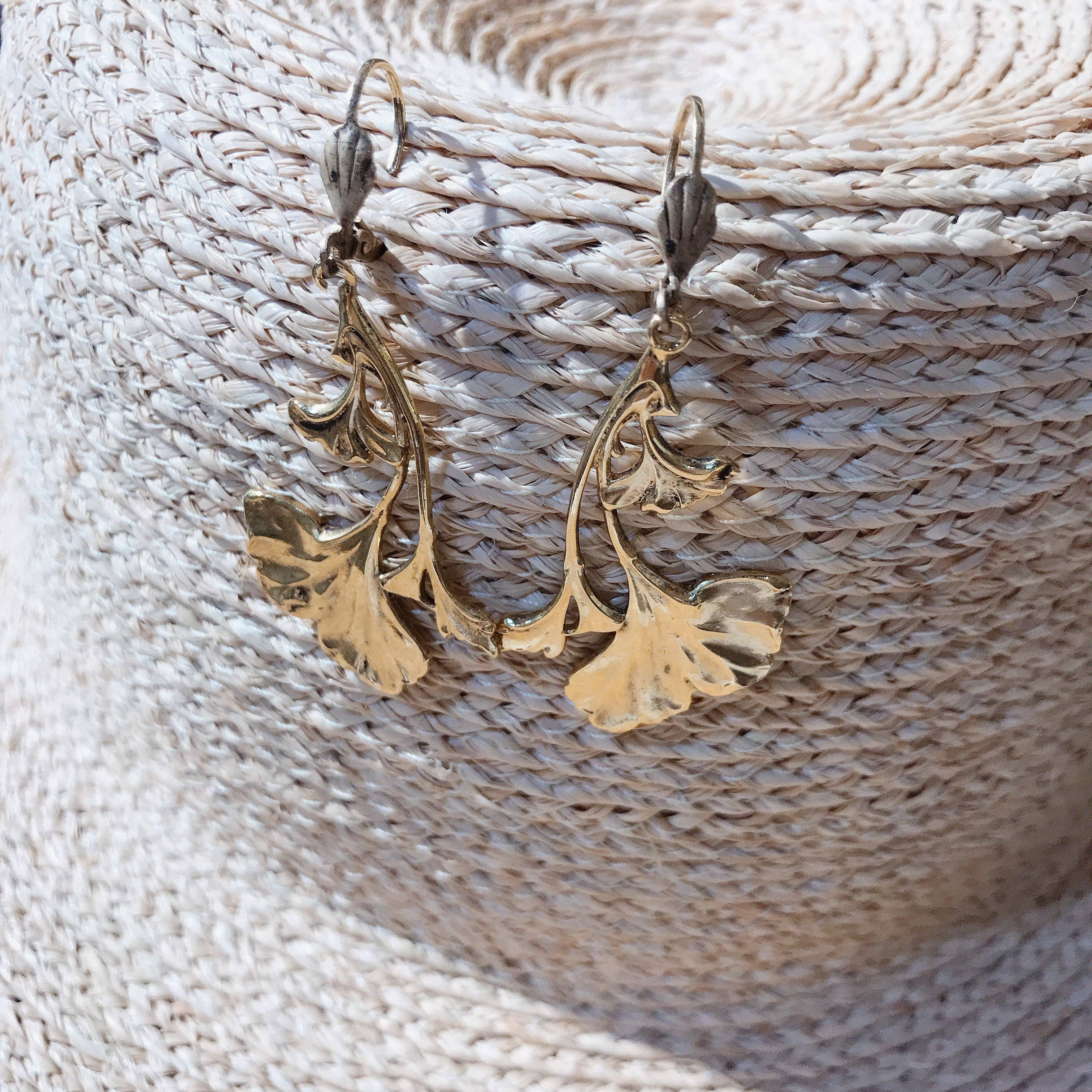Ginkgo Gold Stainless Gold Earrings