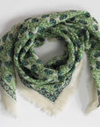 LES BELLES VAGABODES. Vert Green Poem Wool Square