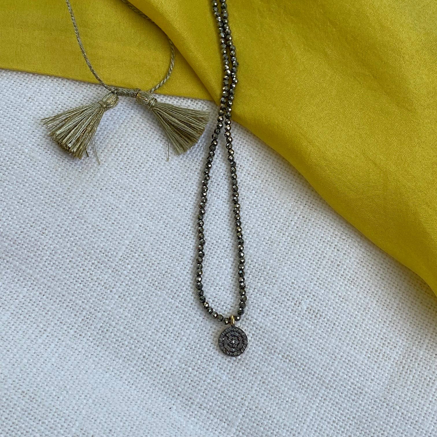 Black diamond and Pyrite necklace - Mulan Pyrite