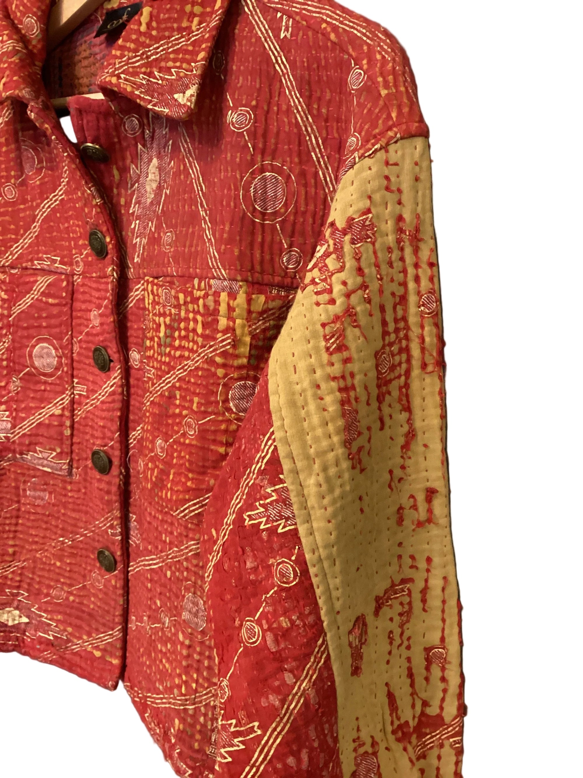 Kantha Jacket with front pockets.- No.109 One Size