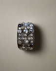 Bracelet. Leather+ stud+ flowers rhinestones.Color: Grey. X2876 C0501