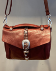 PORZIA Crossbody. Cow Leather. Strass/Fiori. Burgundy X2876 C4036.