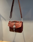 PORZIA Crossbody. Cow Leather. Strass/Fiori. Burgundy X2876 C4036.