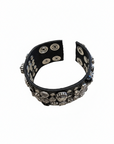 Bracelet. Leather+ stud+ flowers rhinestones.Color: Grey. X2876 C0501