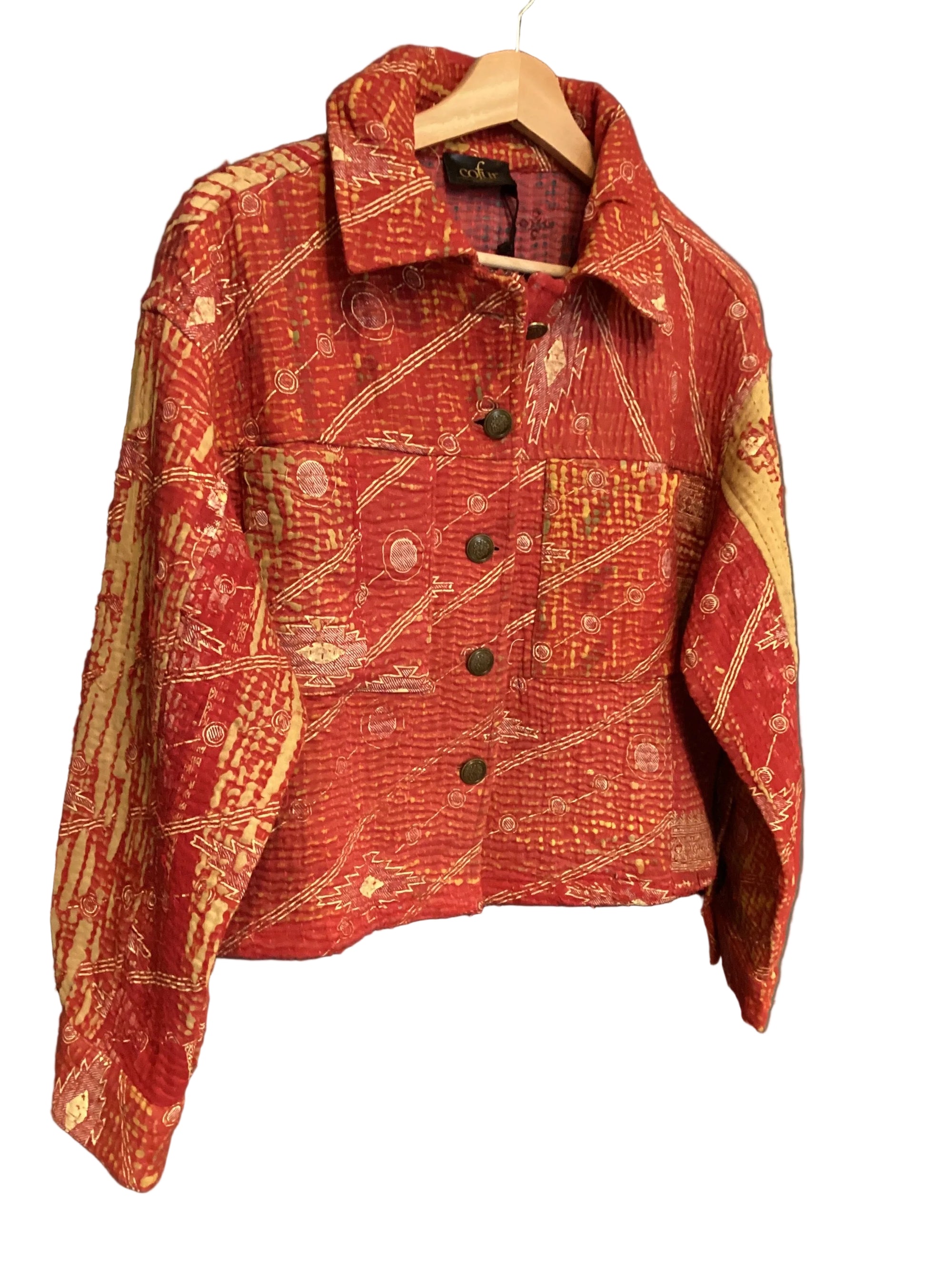 Kantha Jacket with front pockets.- No.109 One Size