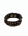 Bracelet. Leather+ stud+ red triangular rhinestones. Color: Grey. X2867 C0501.