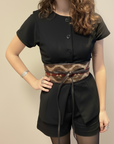 BELT KILIM Leather and fabric. Brown/Mustard/Bordeaux X2877 F1948