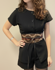 BELT KILIM Leather and fabric. Brown/Mustard/Bordeaux X2877 F1948