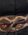 BELT KILIM Leather and fabric. Brown/Mustard/Bordeaux X2877 F1948
