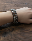 Bracelet. Leather+ Stud +Strass. Color: Cognac. X2876 C1502 .