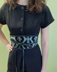 BELT KILIM Leather and fabric. Grey/Cream/Bottle/Black X2877F2906.