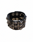 Bracelet. Flowers+studs + Strass. Color: Black. X2876 C0001