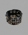 Bracelet. Flowers+studs + Strass. Color: Black. X2876 C0001