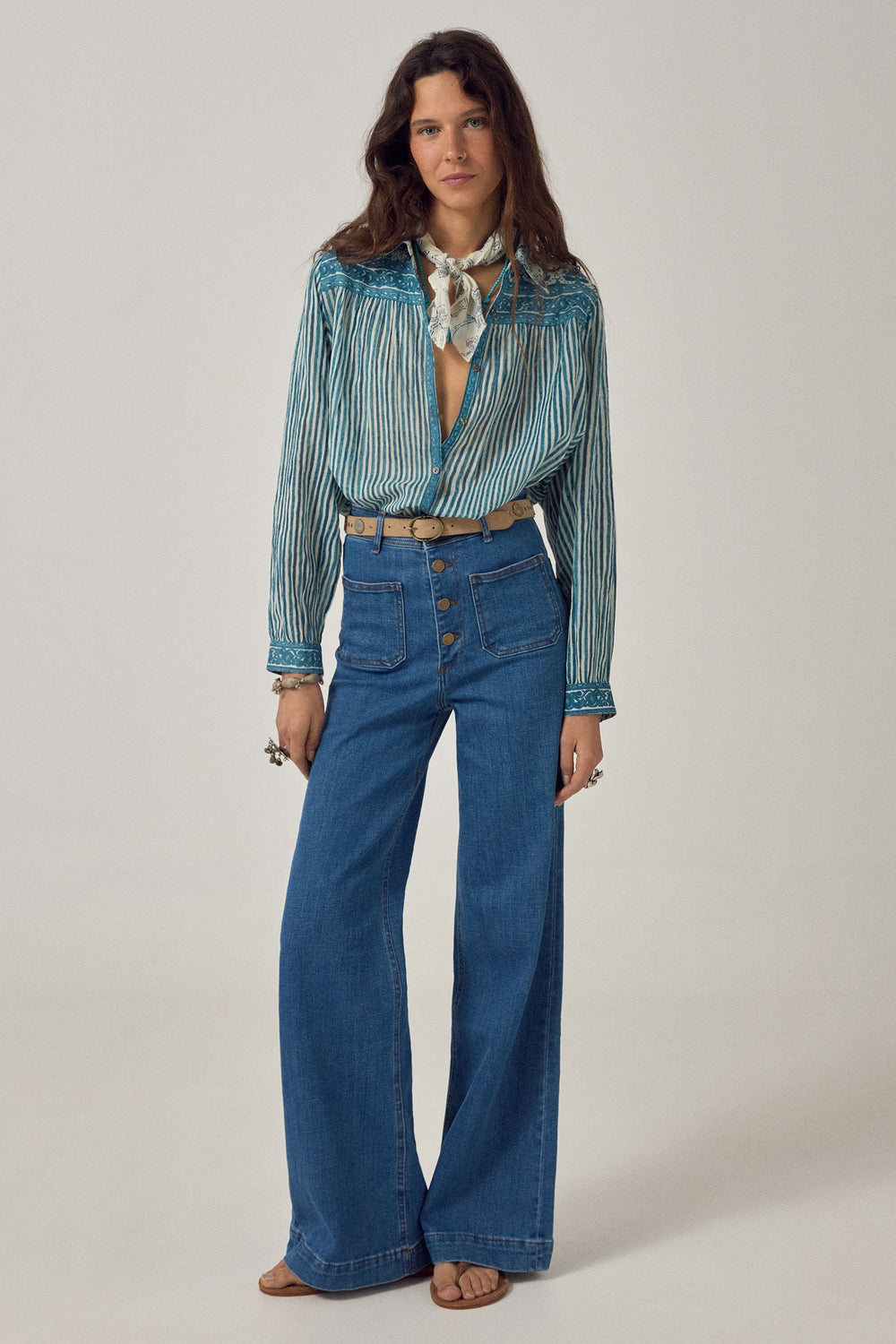 Maria Shirt - Mediterranean Stripes Blue Ink