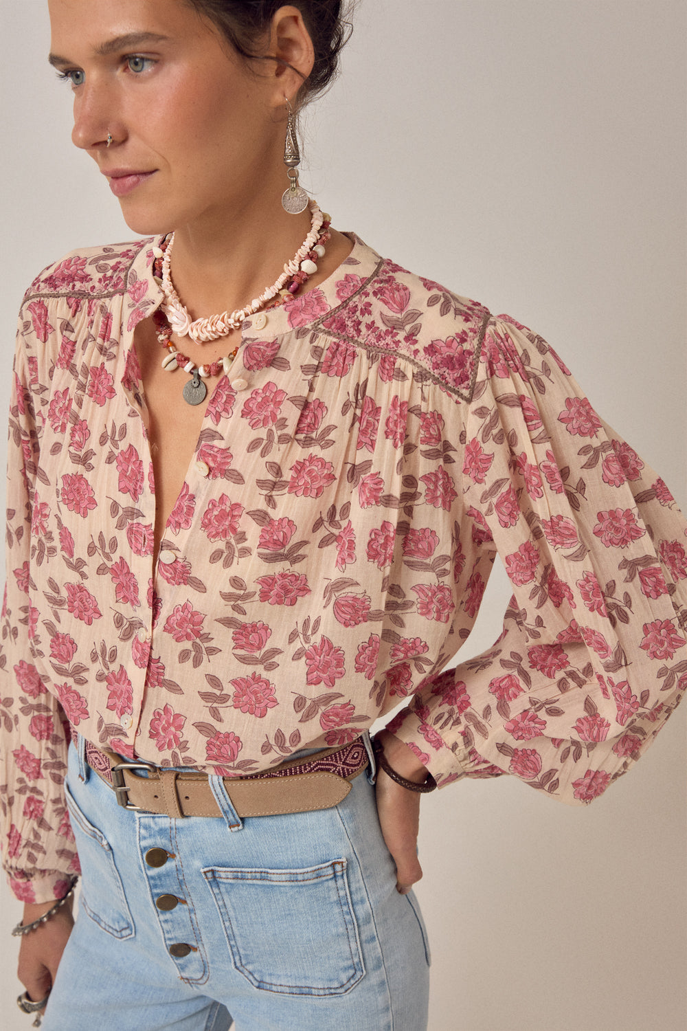 Lennox Blouse - Scottish Pink