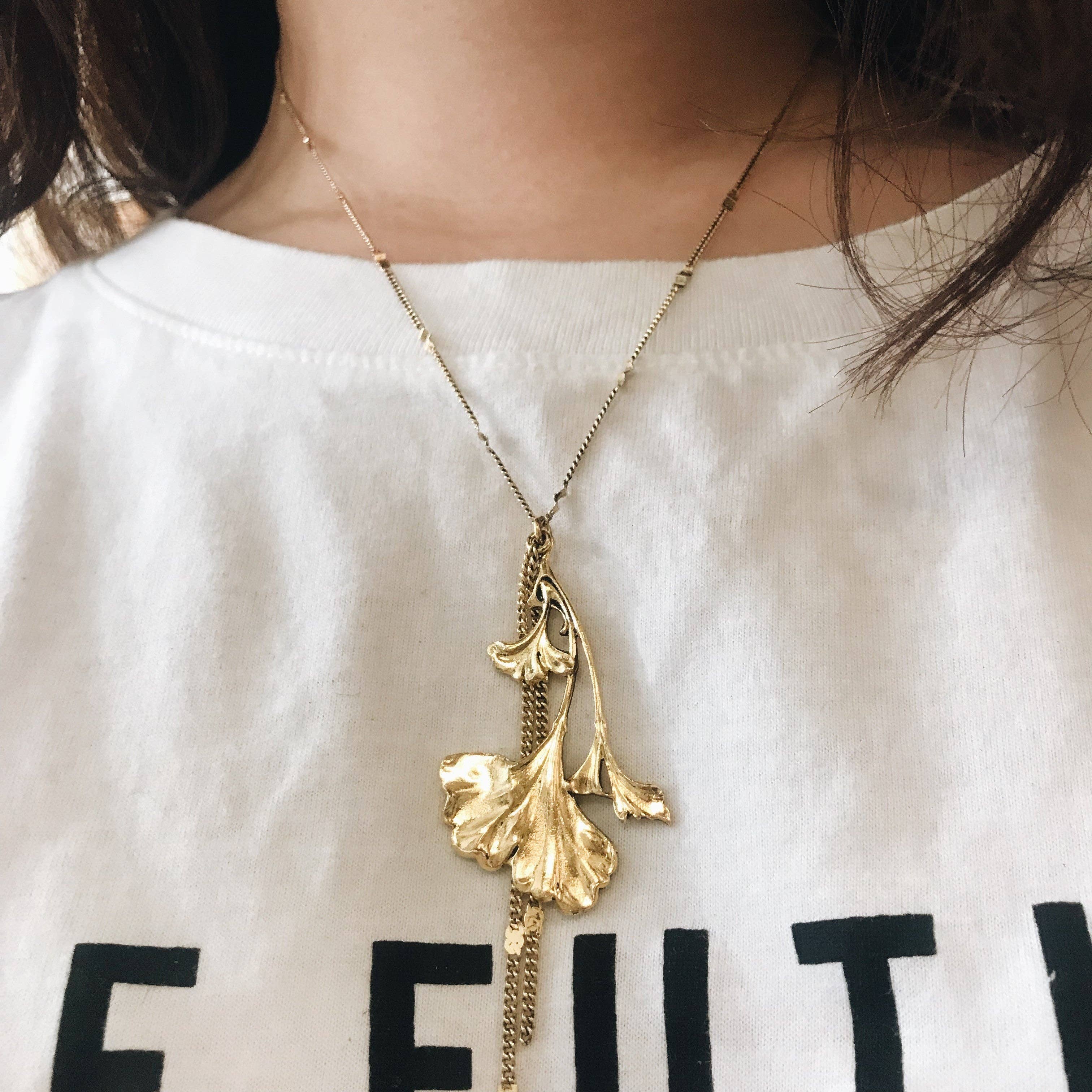 Golden Ginkgo Necklace