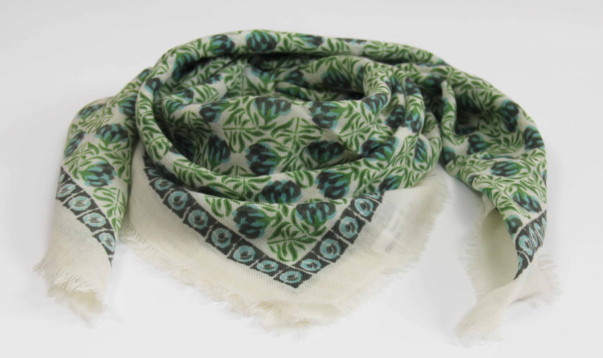 LES BELLES VAGABODES. Vert Green Poem Wool Square