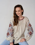 UKR. Embroidered Blouse Gorgani Beige