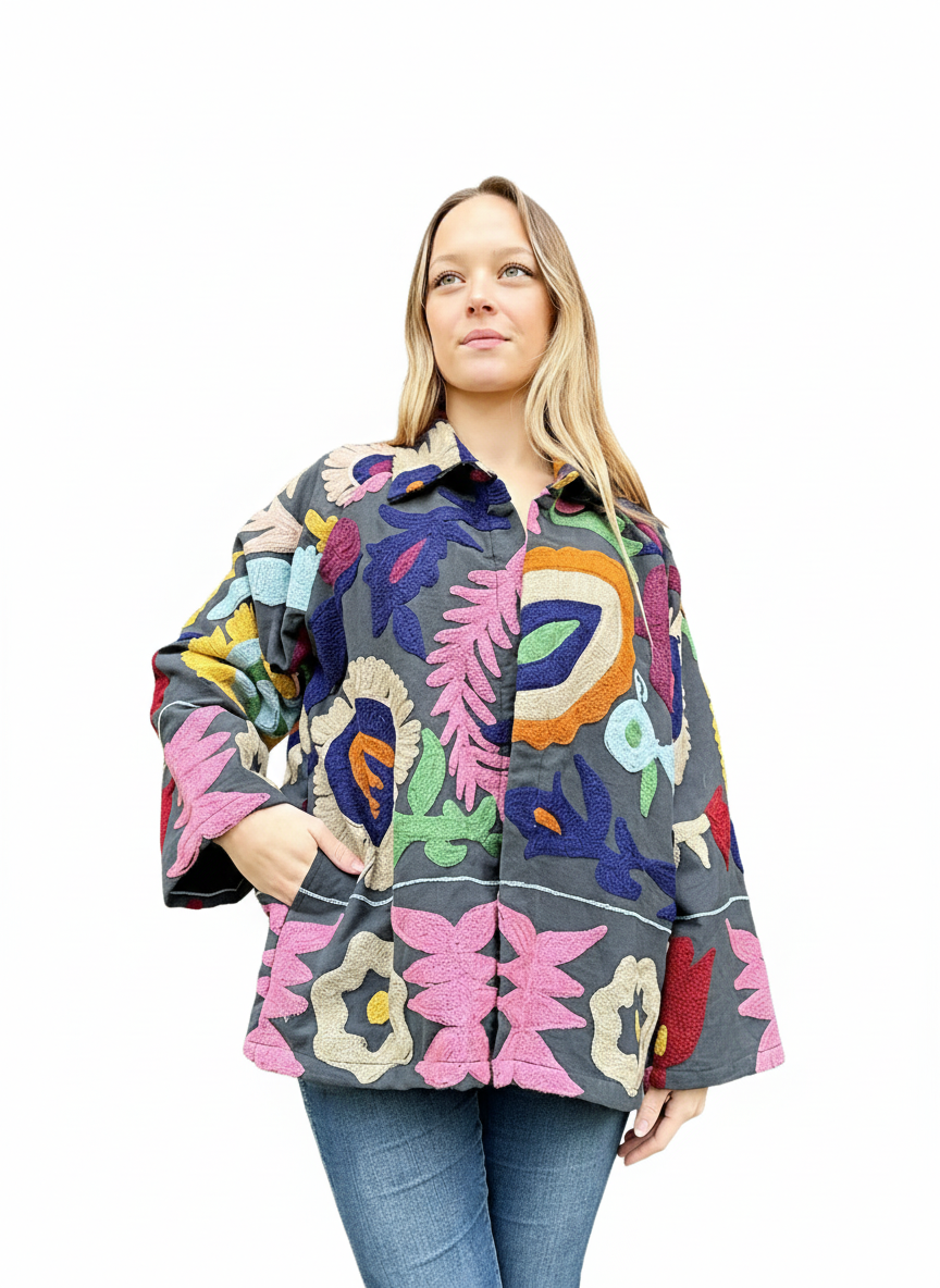Suzani Jacket. Hand Embroidered. Essential Designs London