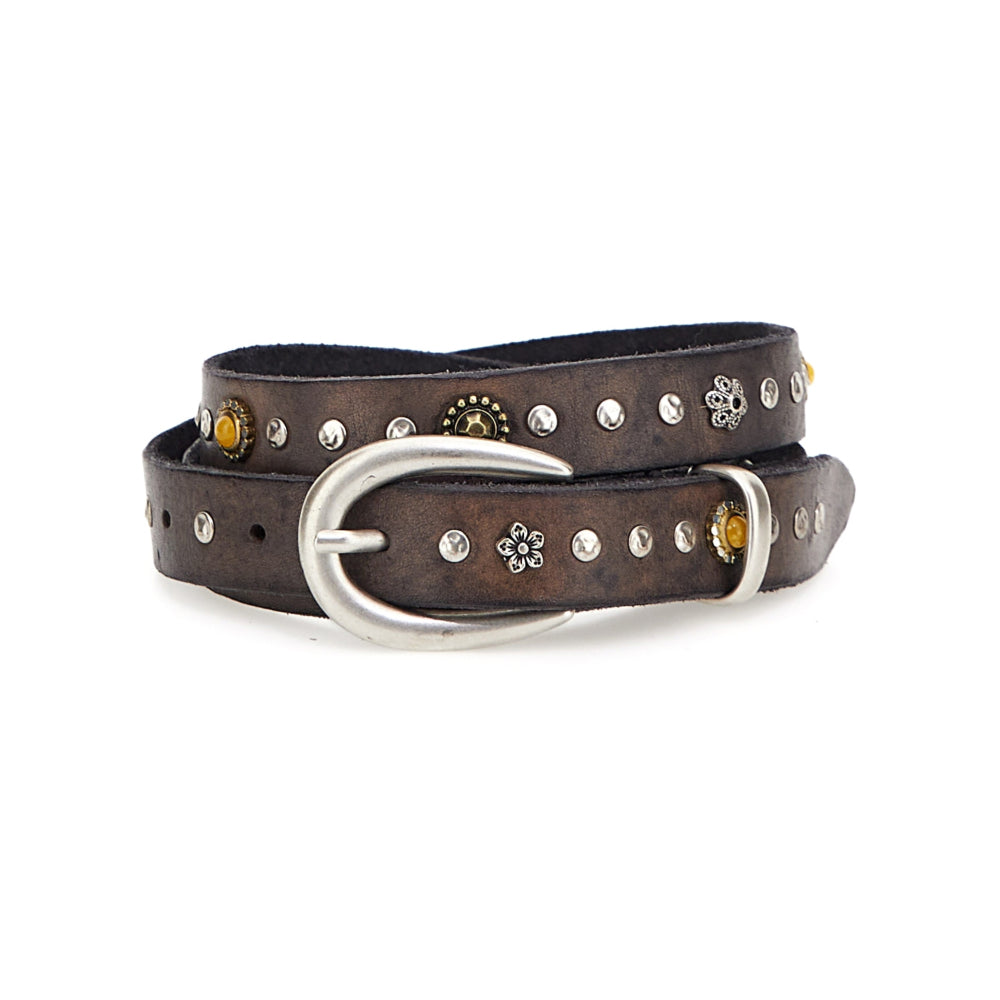 Belt. Multi-Studs. Leather. Color:Grigio. X2070 C0501
