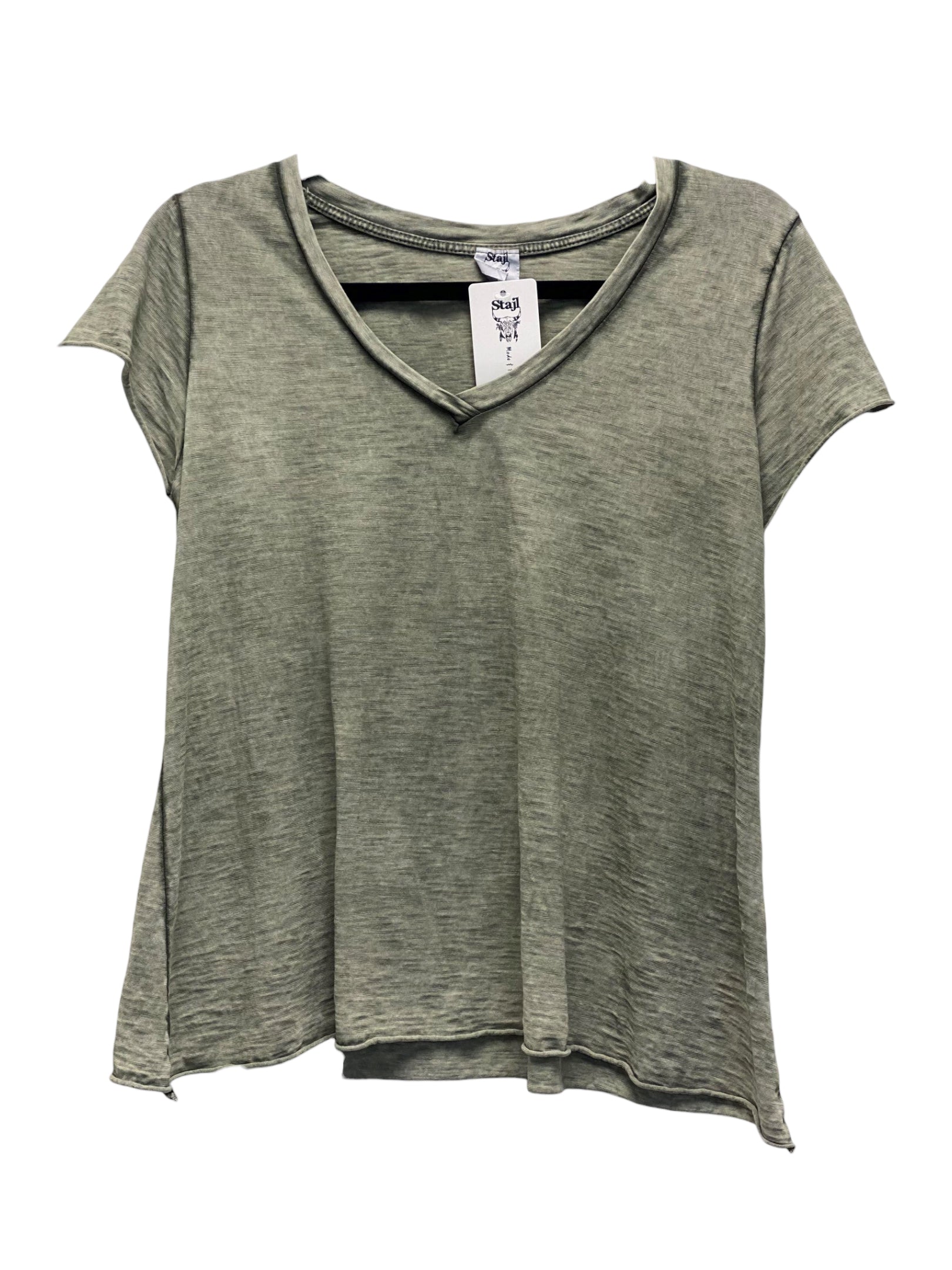 V-Neck T-skjorte - Khaki, One-size