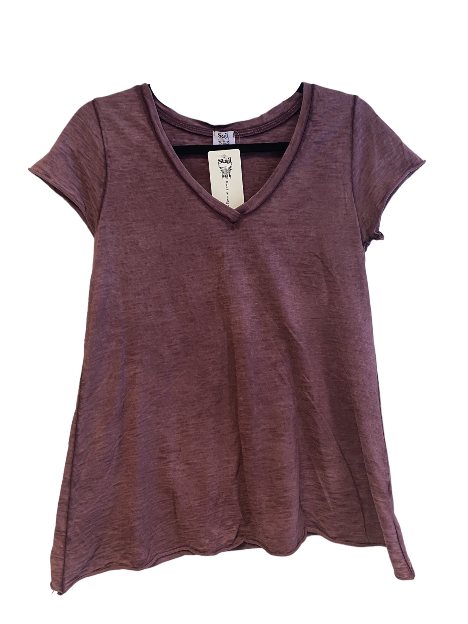 V-Neck T-skjorte - Plomme, One-size